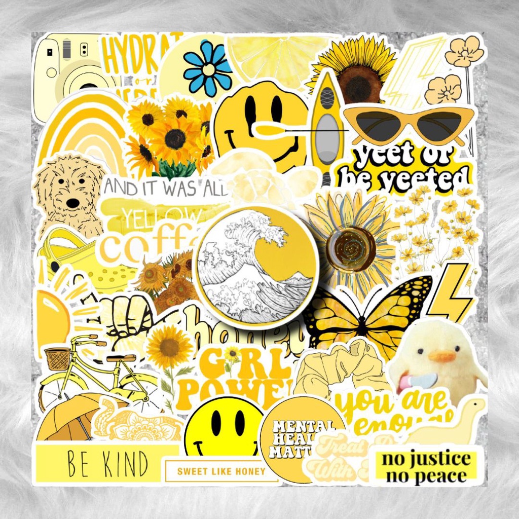 50 PCS| YELLOW AESTHETIC STICKERS CUTE LAPTOP LUGGAGE WATERPROOF ...