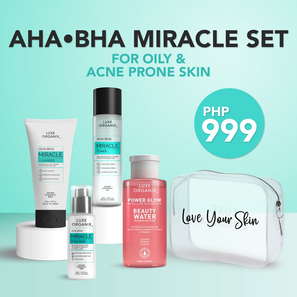 Luxe Organix AHA BHA Miracle Set for Oily & Acne Prone Skin | Shopee ...