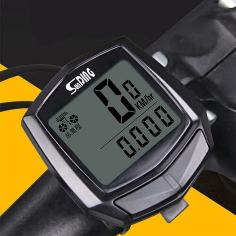Sunding Speedometer Waterproof Bicycle Speedometer Wired Cycle Bike Meter Computer Odometer Black