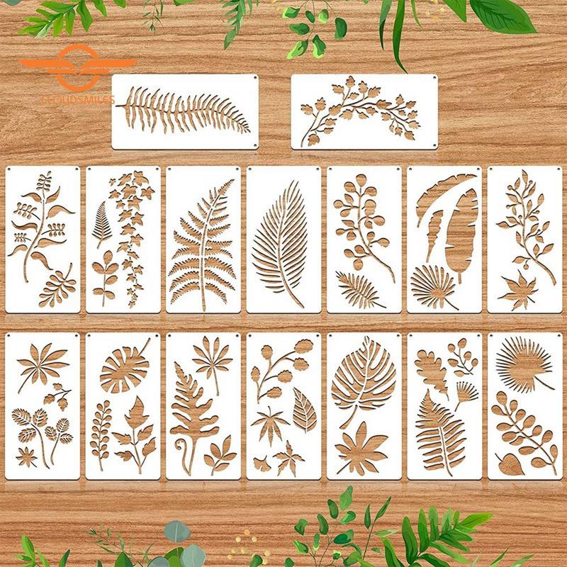 16 Pieces Leaves Stencil Reusable Sheet Painting Stencil Sheet Wall ...