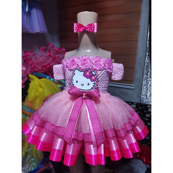 HELLO KITTY tutu dress 4 COTTON FLOWER with free hairdress 1 to 2 yrs old Shopee Philippines