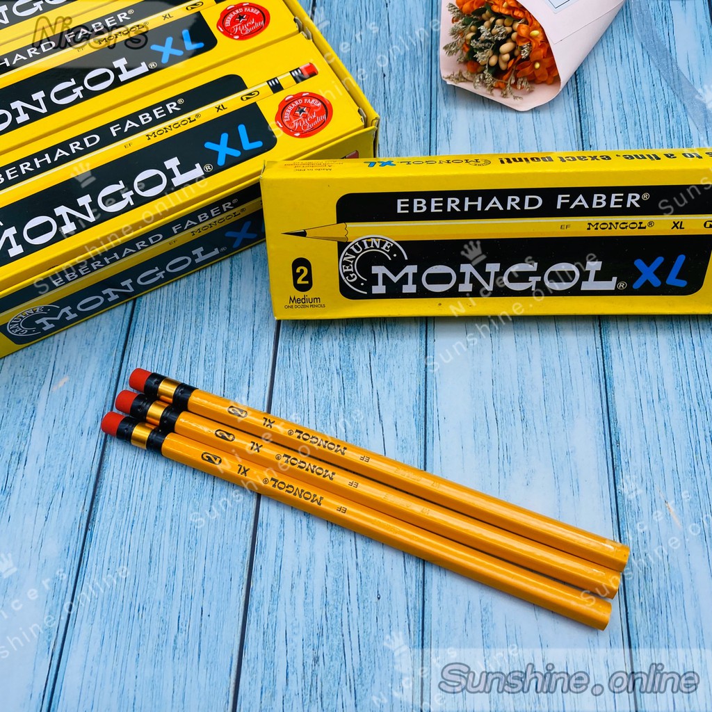 12pcs Original XL Mongol Pencil W/eraser #2 lapis | Shopee Philippines