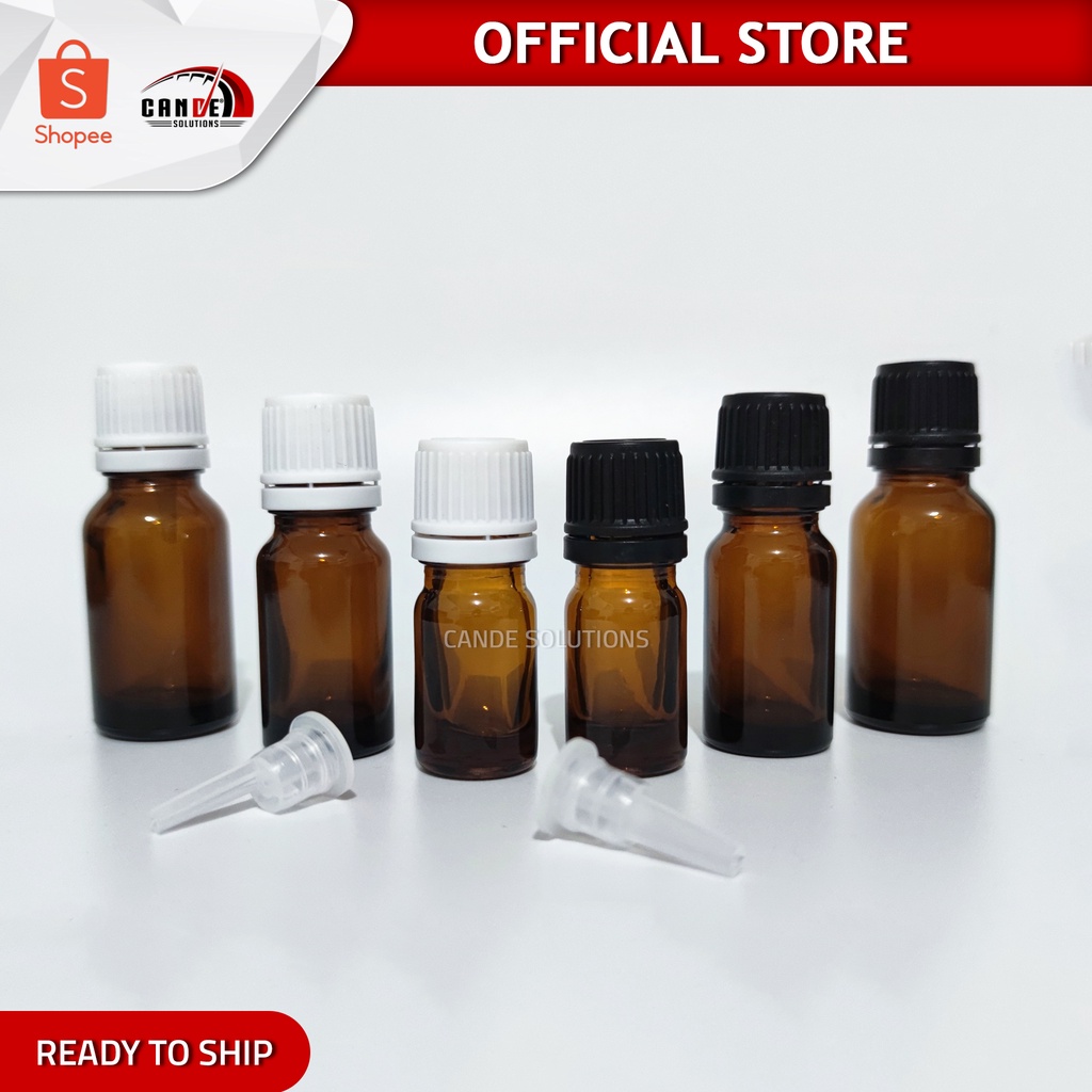 Amber Glass Bottle For Fragrance & Essential Oil (5mL, 10mL & 15mL ...