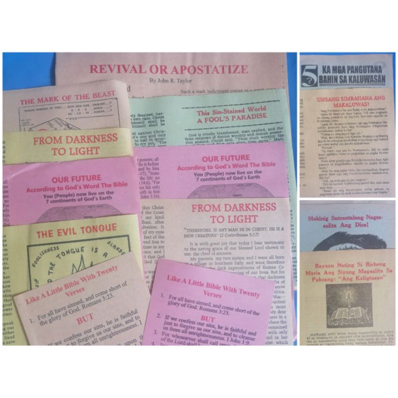 5pcs Assorted Tagalog Filipino Bisaya Cebuano English Gospel Tracts