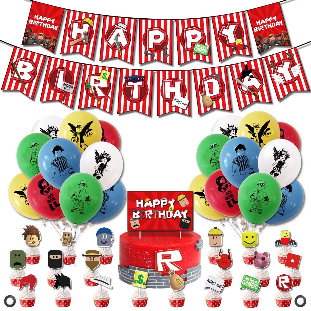 1set Roblox Virtual World Flag Pulling Cake Fork Sandbox Latex Baby Balloon  Set Game Party Needs Happy Birthday Banner Decor Decorations Balloons Sale  | Shopee Philippines