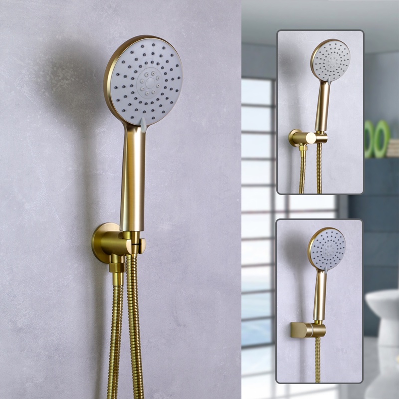 Brushed Gold Hand Shower Set 3 Functions ABS Plastic Handheld Shower ...