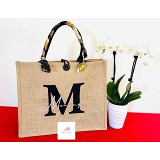 Personalized burlap best sale tote bags