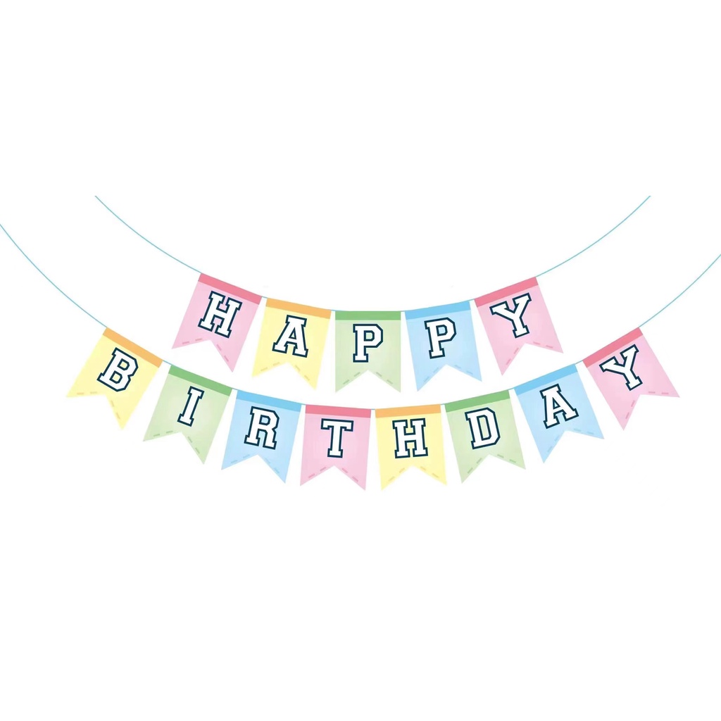 5M Happy Birthday Pastel Color Banner Letter Party Supplies Birthday ...