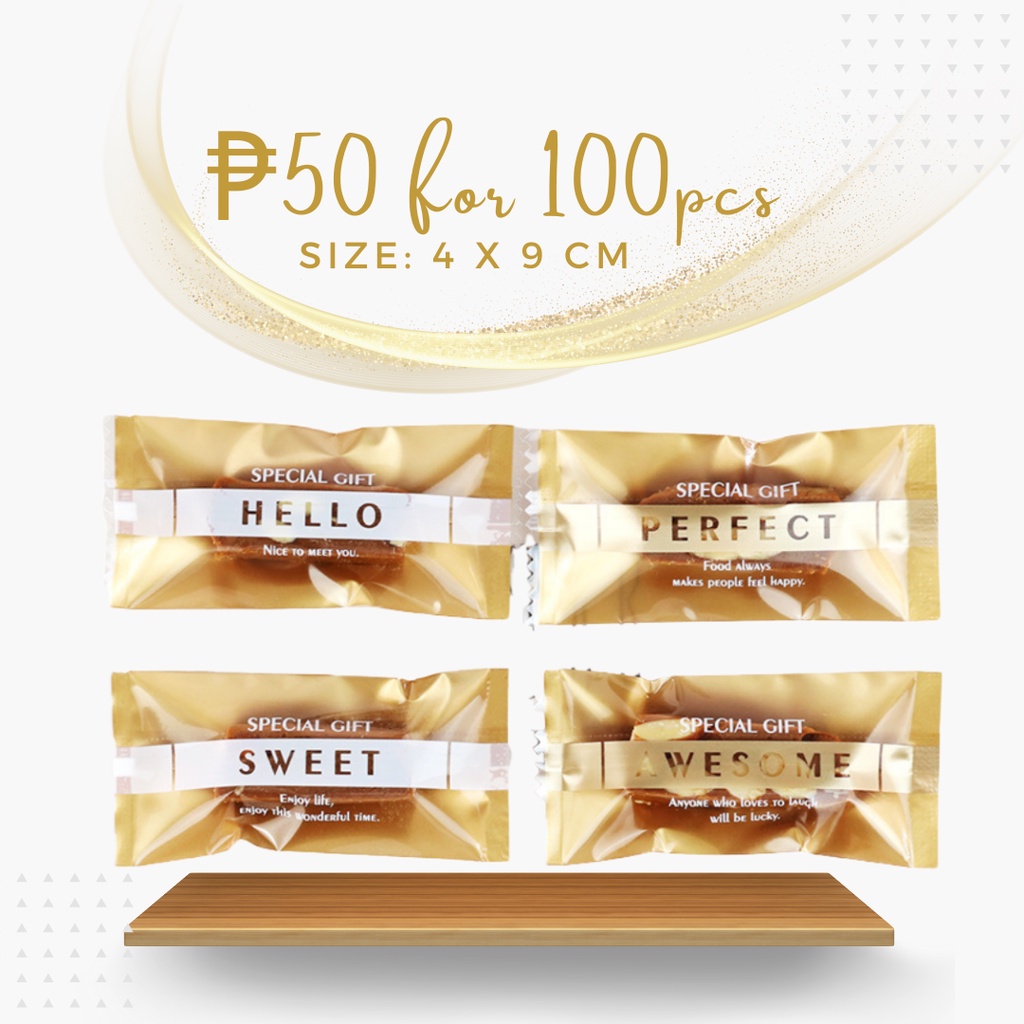 FP1361 (100pcs) 4x9 CM Elegant Gold Sweet Candy Treats Bag for Sealing ...
