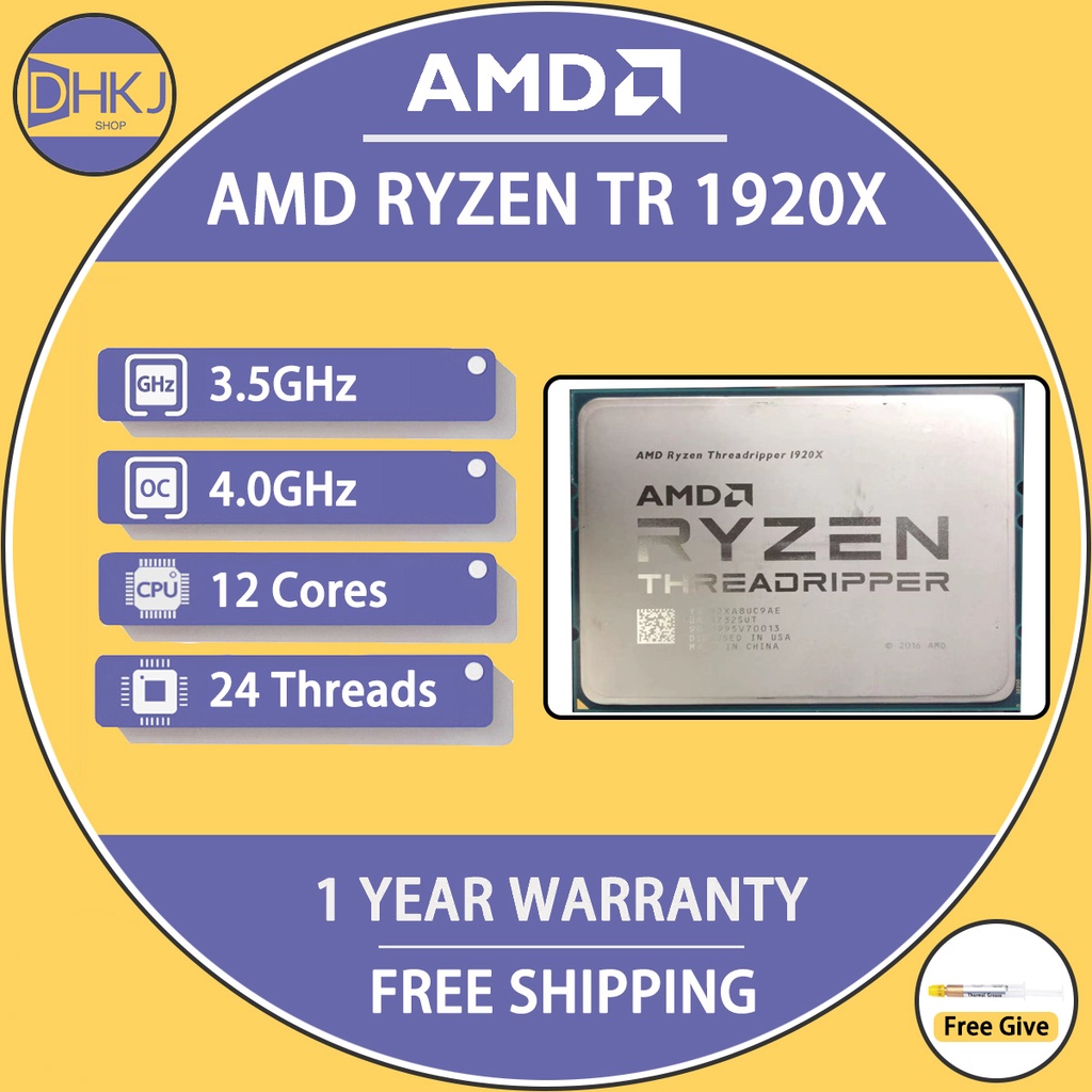 USED AMD Ryzen Threadripper 1920X 3.5 GHz 12Core 24Thread CPU