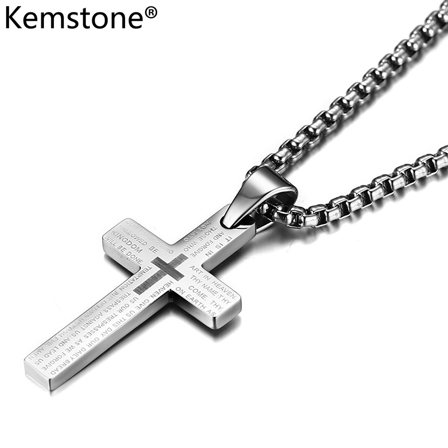 Kemstone Fashion Silvergoldblack Stainlss Steel Bible Cross Pendant