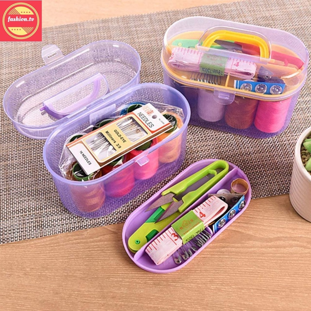 Portable Sewing Box Kit, Mini Sewing Organizer with 7 XL Spools Threads