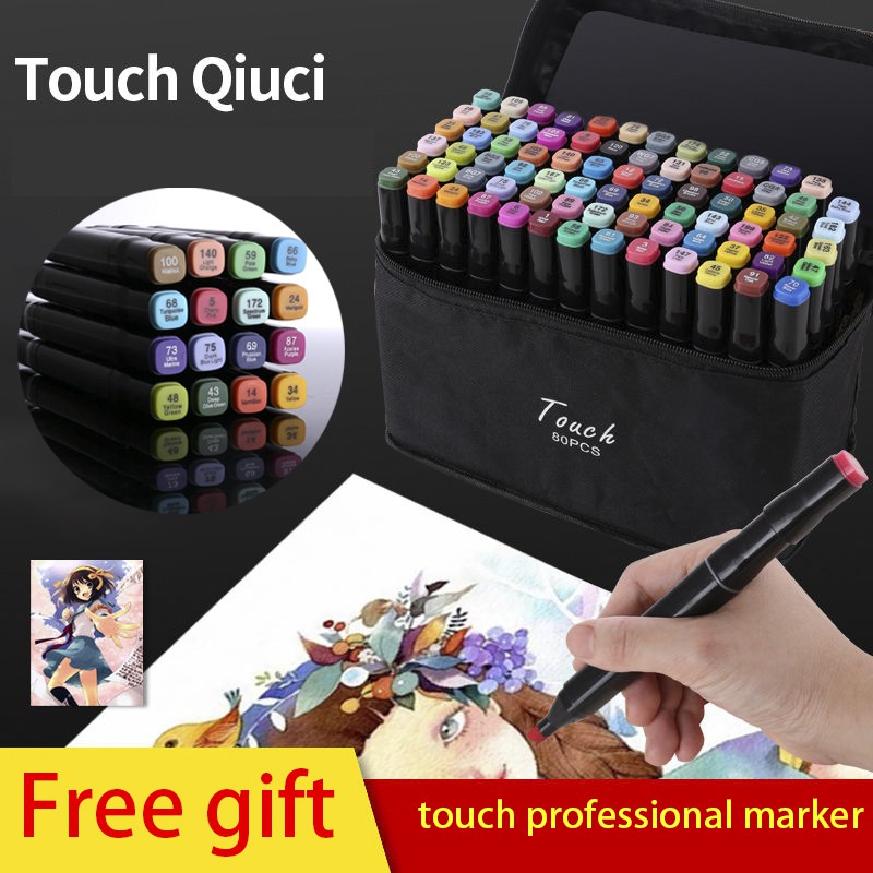 TouchFive Touch Qiuci Art Markers Brush Pen Sketch Alcohol Based Marker  Dual Head Manga Drawing Pen copic markers Art Supplies 279