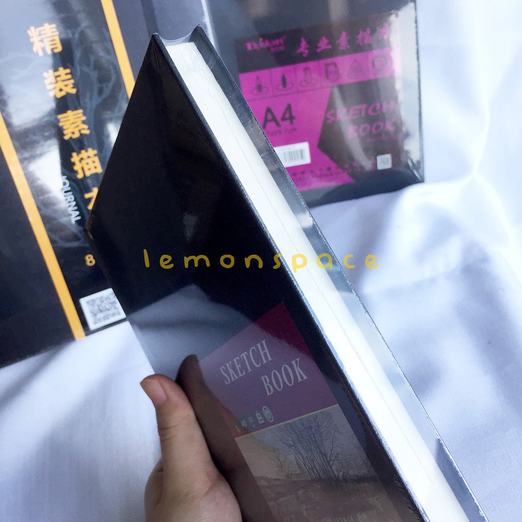LESPI A3 A4 A5 Black Hardbound Sketch Book 110gsm 160gsm 180gsm ...