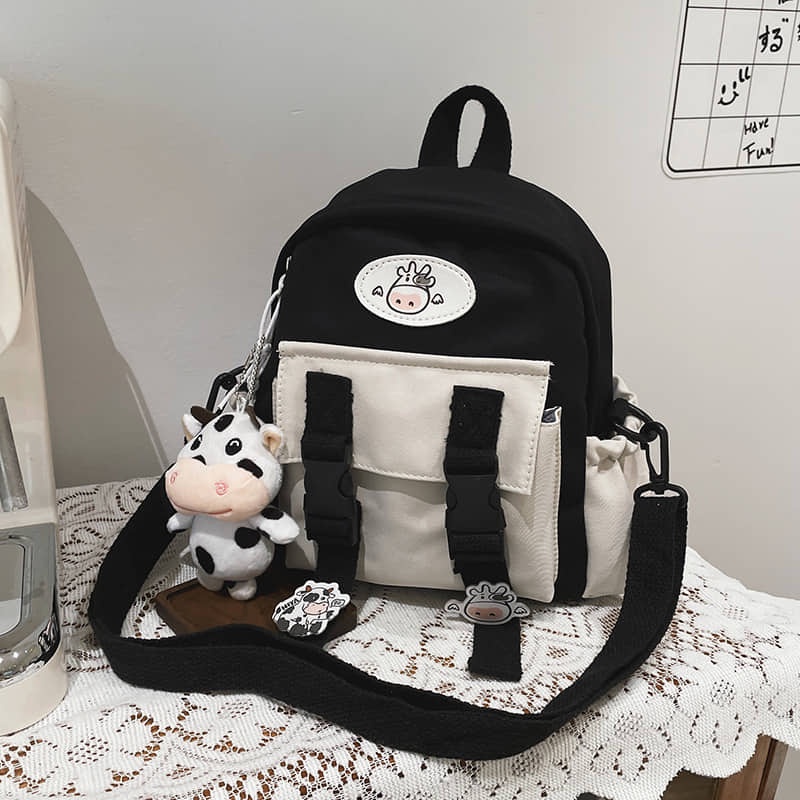 Korean backpack black on sale