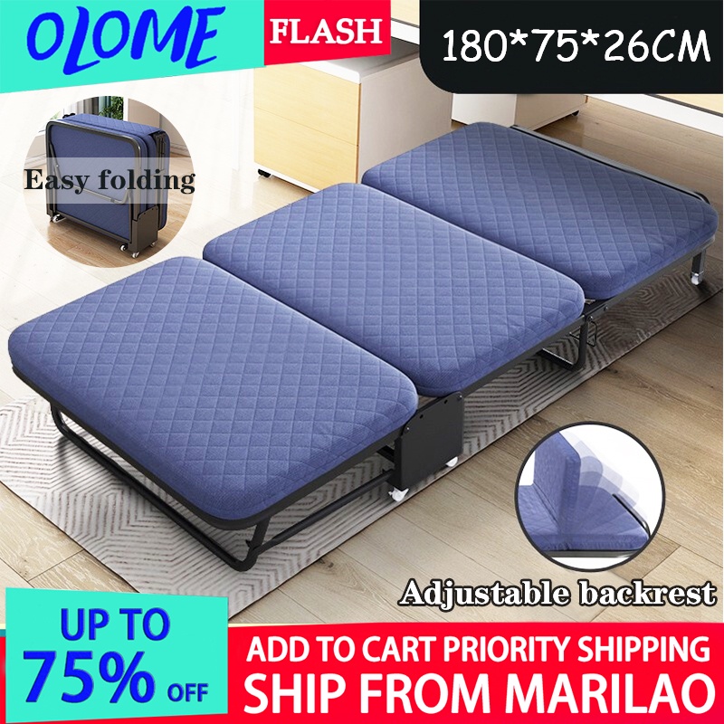 180*75*26CM Adjustable folding bed office single lunch break nap bed ...