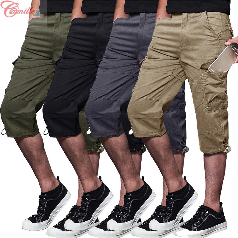 Mens Male Trousers Cargo Pants Summer Army Multi Pockets Plus Size