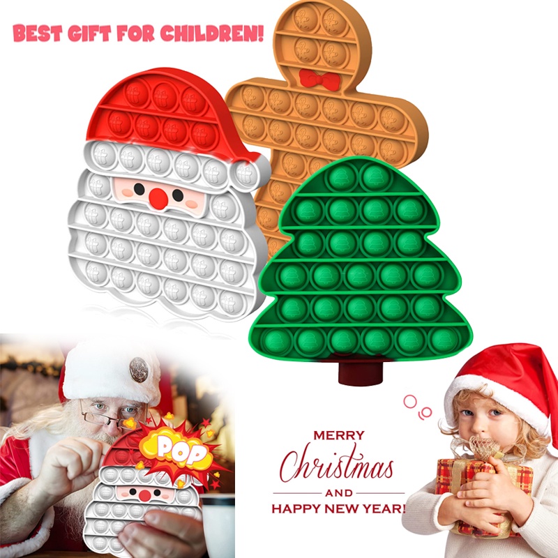 Christmas Pop Fidget Toys Push It Bubble Sensory Fidgets Toy Xmas Trees