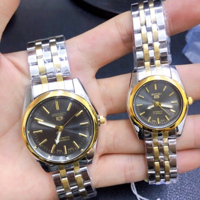 automatic Golden watch SEIKO STAINLESS STEEL WATERPROOF WATCH for men s women s 24k Gold Plated