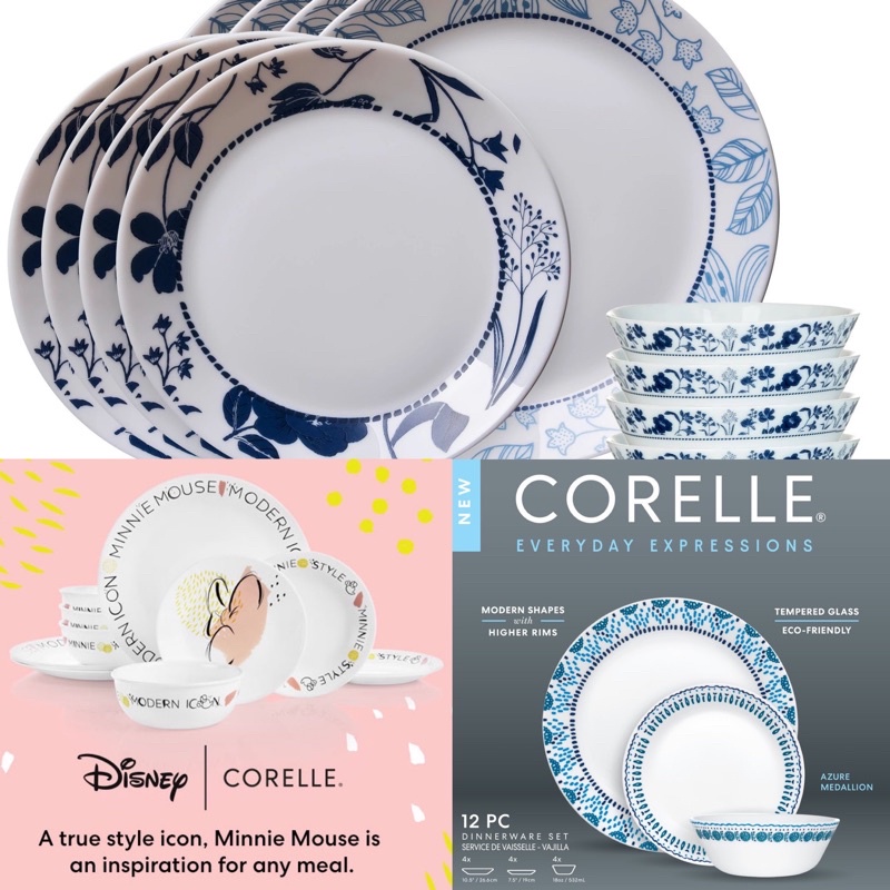 Corelle Minnie Mouse 12-piece Dinnerware Set Service for 4 New