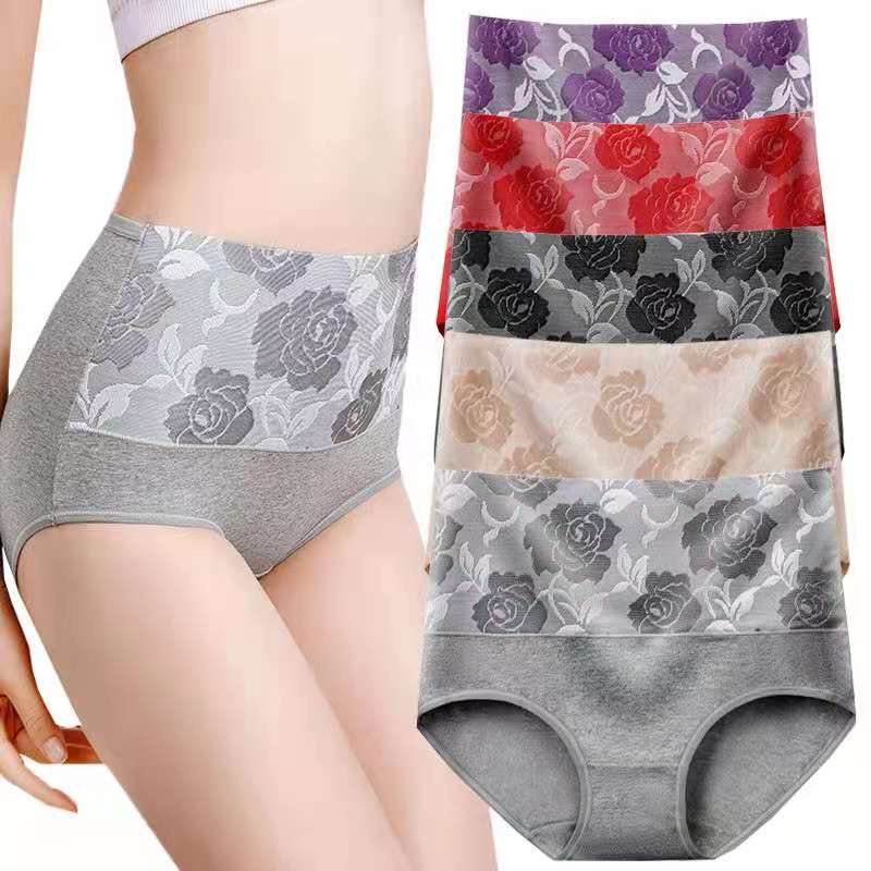 5PCS/Set High Waist Panty Underwear Women Plus Size Panties Cotton