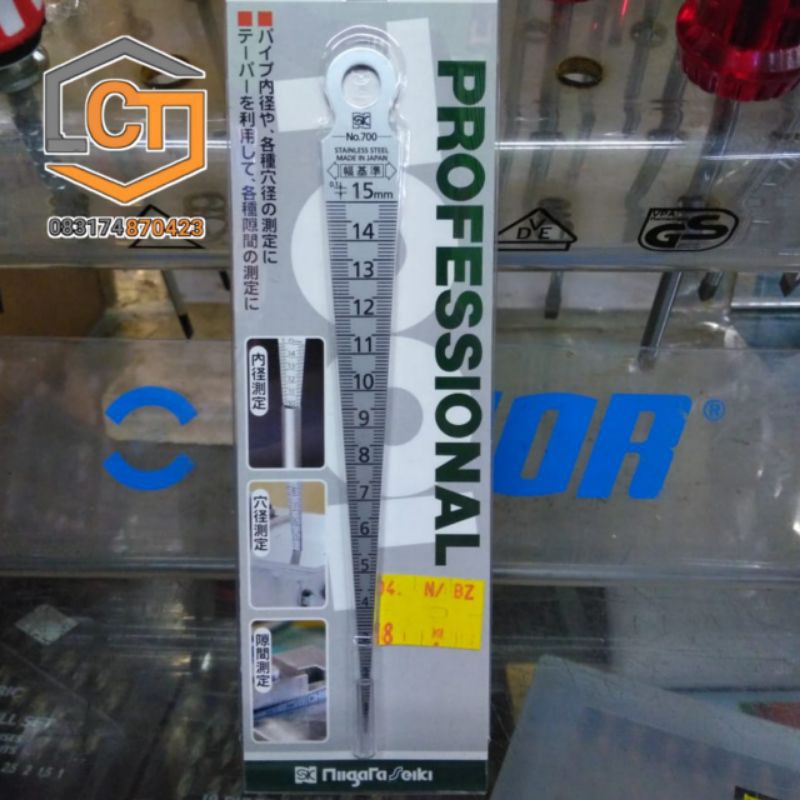 Taper ruler, 1 - 15 mm drill depth measuring tool Taper gauge Seiki TPG ...