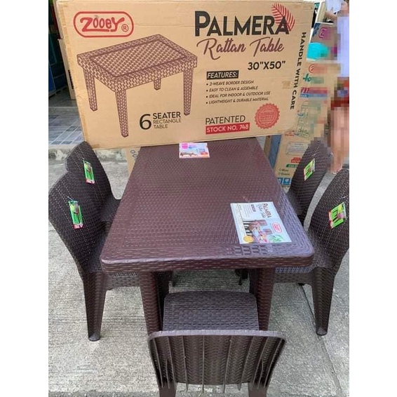 ZOOEY 6 SEATER RATTAN TABLE CHAIR