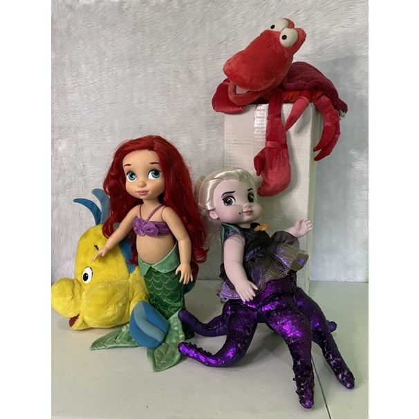 Disney Animator Doll Ariel Ursula Little Mermaid Set Flounder fish