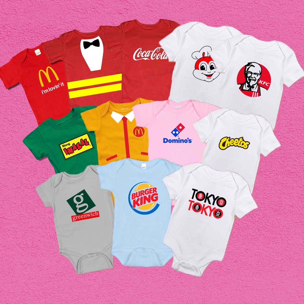 FOOD THEME FASTFOOD PRINT BABY ONESIE ROMPER | Shopee Philippines