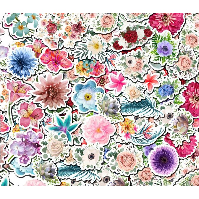 [PMU] Rp. 100 1 pc Flowers Motif sticker for HP / Laptop / Tumble / DIY ...