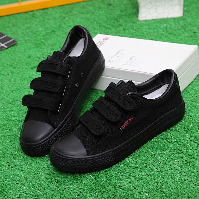 Black canvas velcro shoes sale