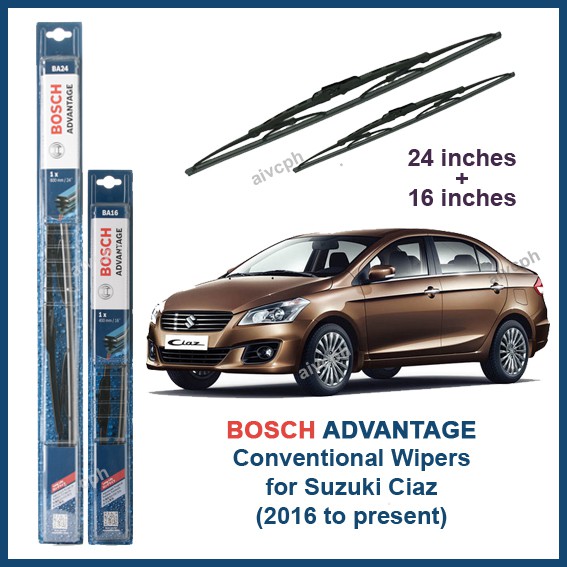Suzuki Ciaz BOSCH Advantage Wiper Set (24" / 16") Conventional Blade 24 16 (2016 to present