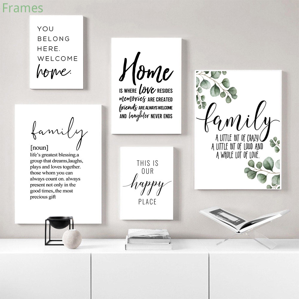 Nordic Quotes Wall Art Canvas Paintings Black White Poster Family Happy ...