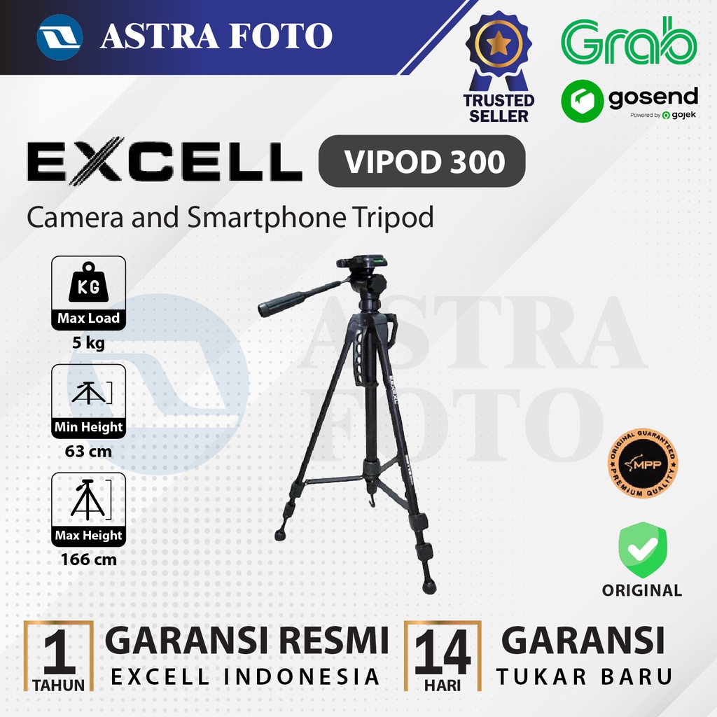 Tripod Camera EXCELLD 300 FLUIDHEAD DSLR MIRRORLESS HANDYCAM HP ...