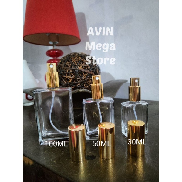 Empty Perfume Bottles with Gold Atomizer Flat Square Curve Glass Perfume  Bottles 100ml 50ml 30ml