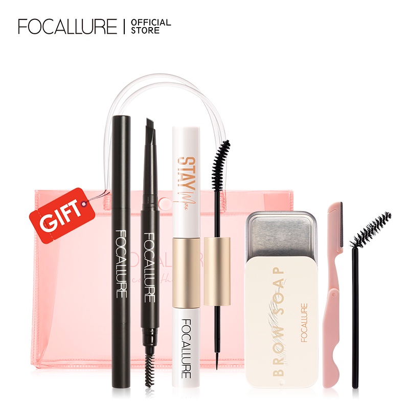 FOCALLURE Makeup Kit Complete Set Liptint Matte Mascara Black Eyeliner