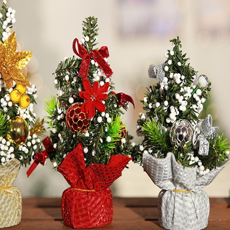 Creativity Mini Tabletop Christmas Tree /Fake Potted Plants With Ribbon