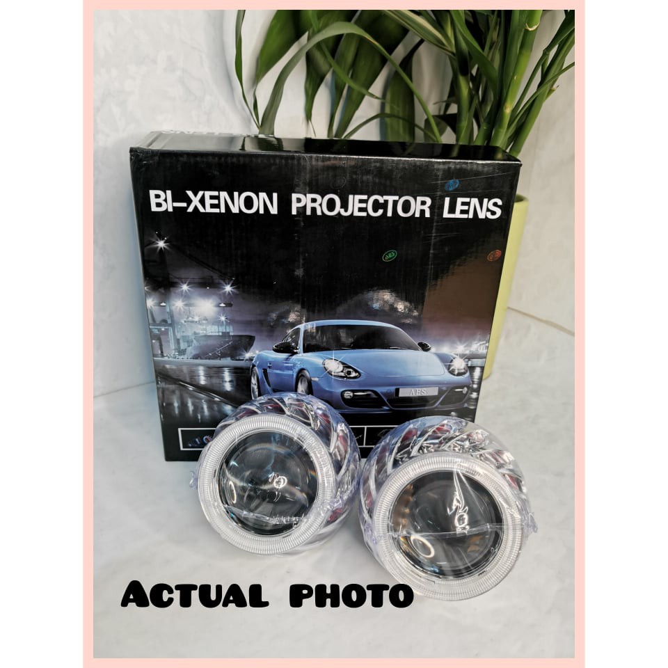 AES X1C Double Hid Angel Eyes Bixenon Projector Lens Kit h7 led car