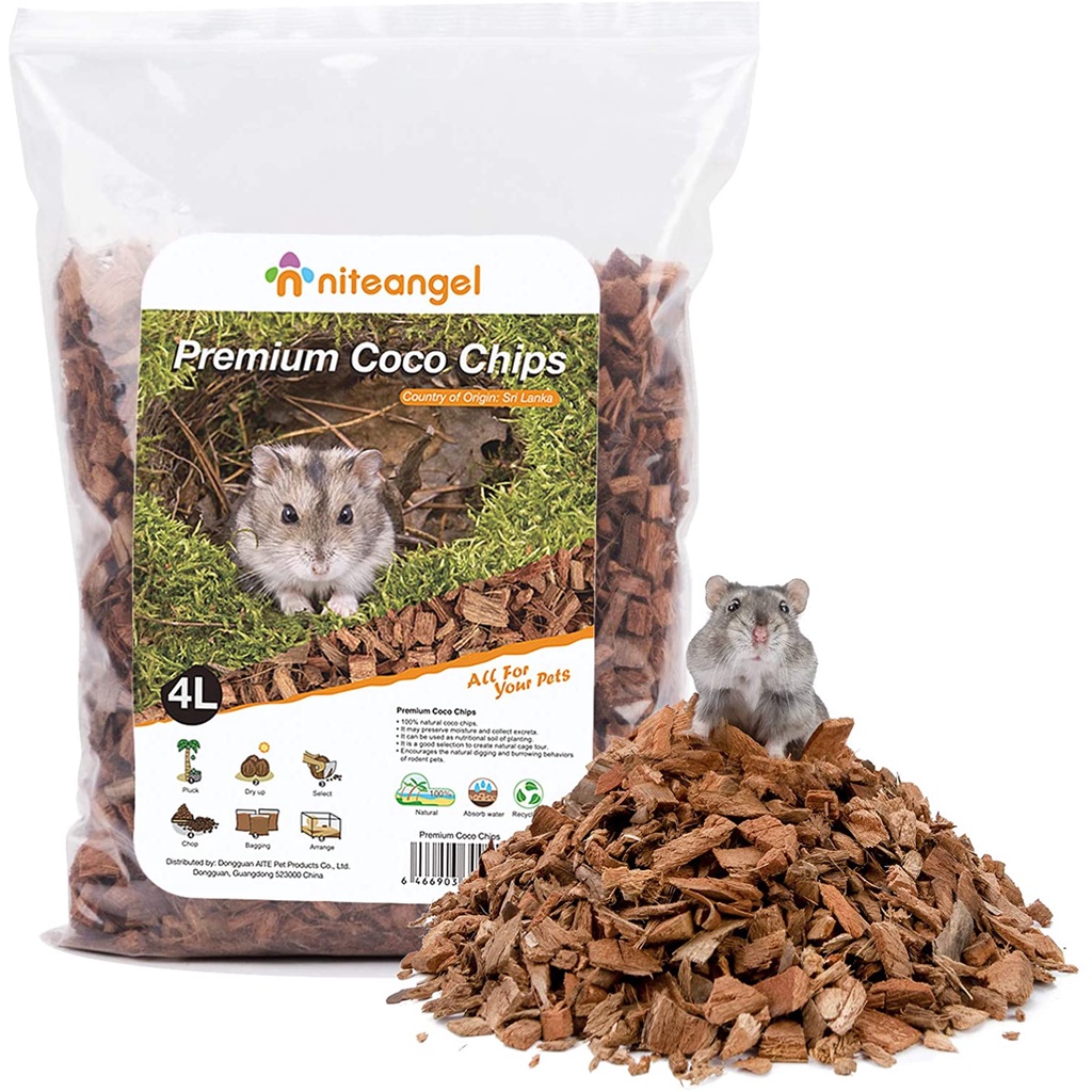 Niteangel Premium Coco Peat, Coco Coir, Cork Granules, Forest Moss Natural Bedding for Hamster