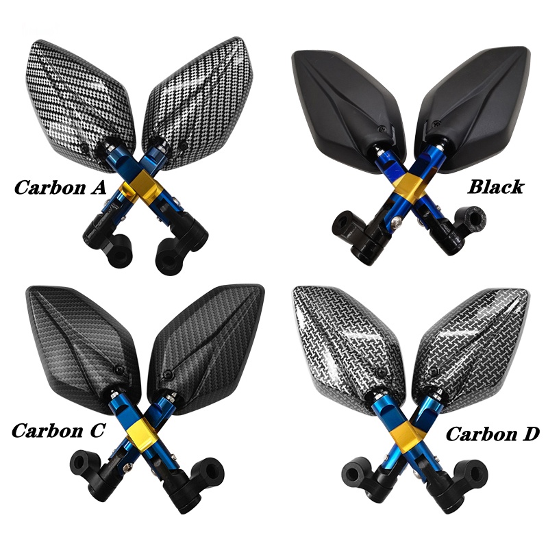 Side Mirror Motorcycle Big Lens Half CNC Carbon Universal For Honda