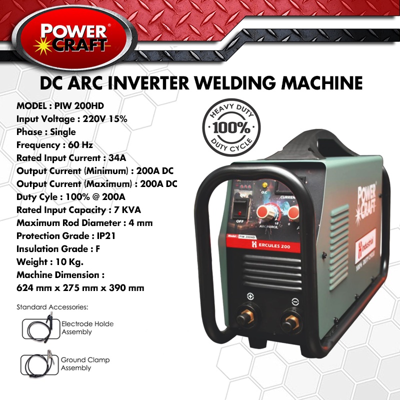Powercraft DC ARC Inverter Welding Machine 200A (PIW 200HD) Shopee