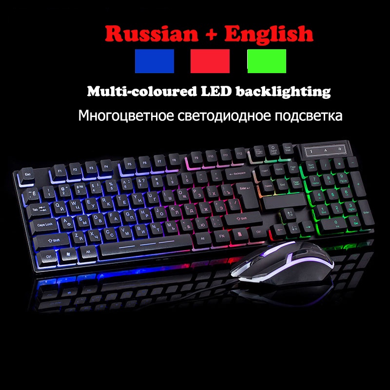 PC Gamer Gaming Keyboard Mouse For Computers Accessories Backlit Leds ...