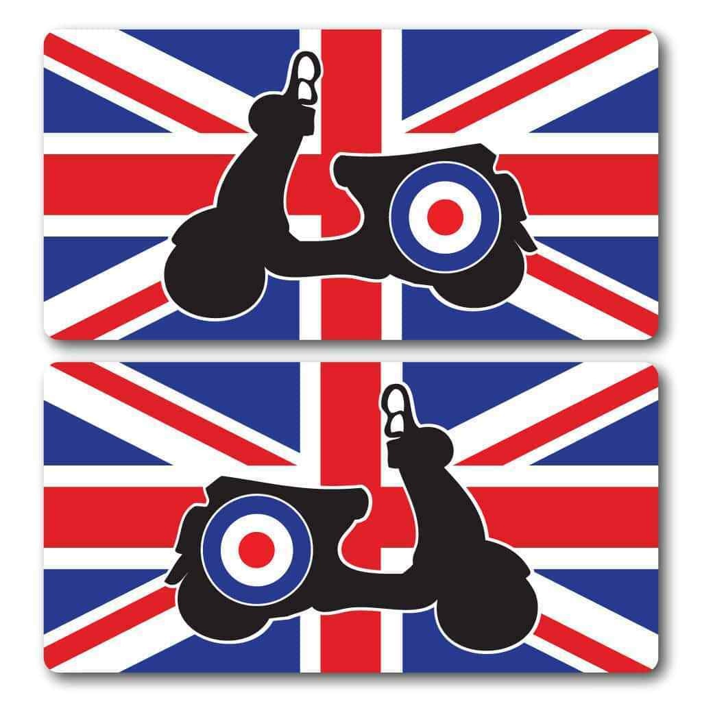 x2 Scooter Union Jack Flag Laminated Stickers x2 200x100mm Vespa decals ...