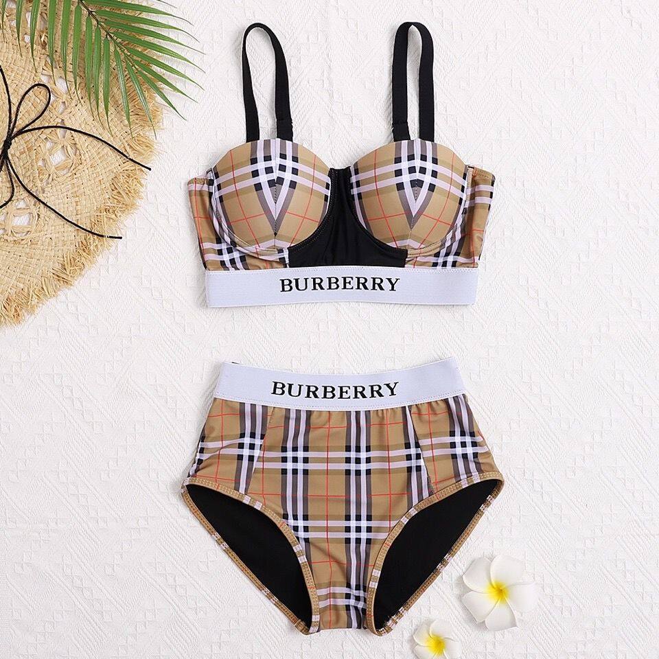 Burberry 2021 New Female Swimsuit Lattice Steel Plate with