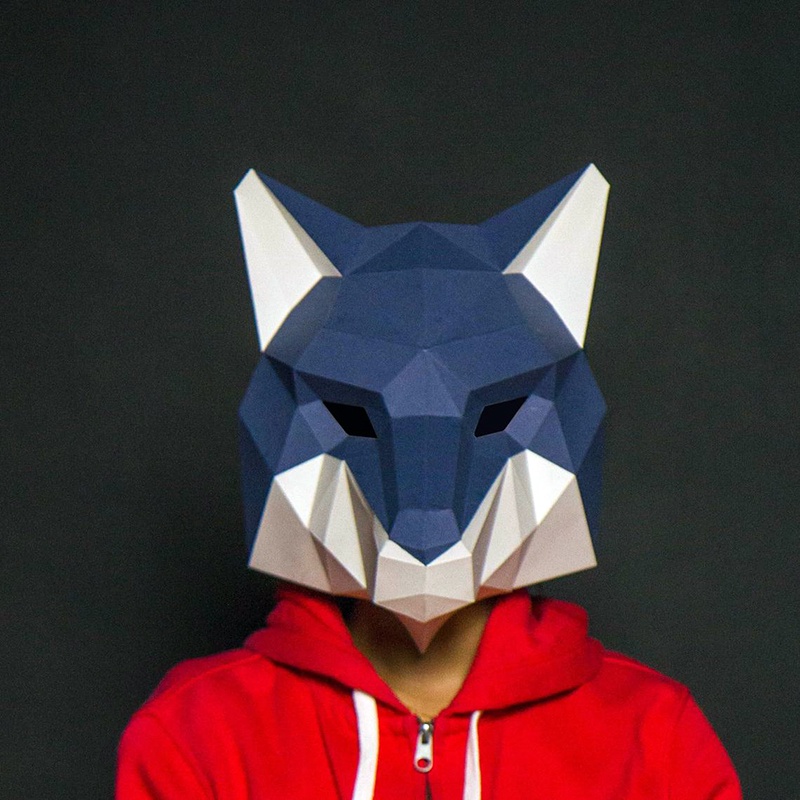 Wolf Paper Folding Origami Craft DIY Model Kit Large Size Head Mask ...
