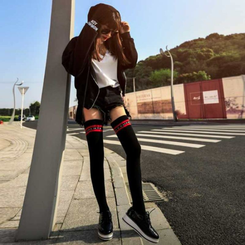 Sexy Warm knit Thigh High Over The Knee Socks Long Cotton Stockings For  Girls Black