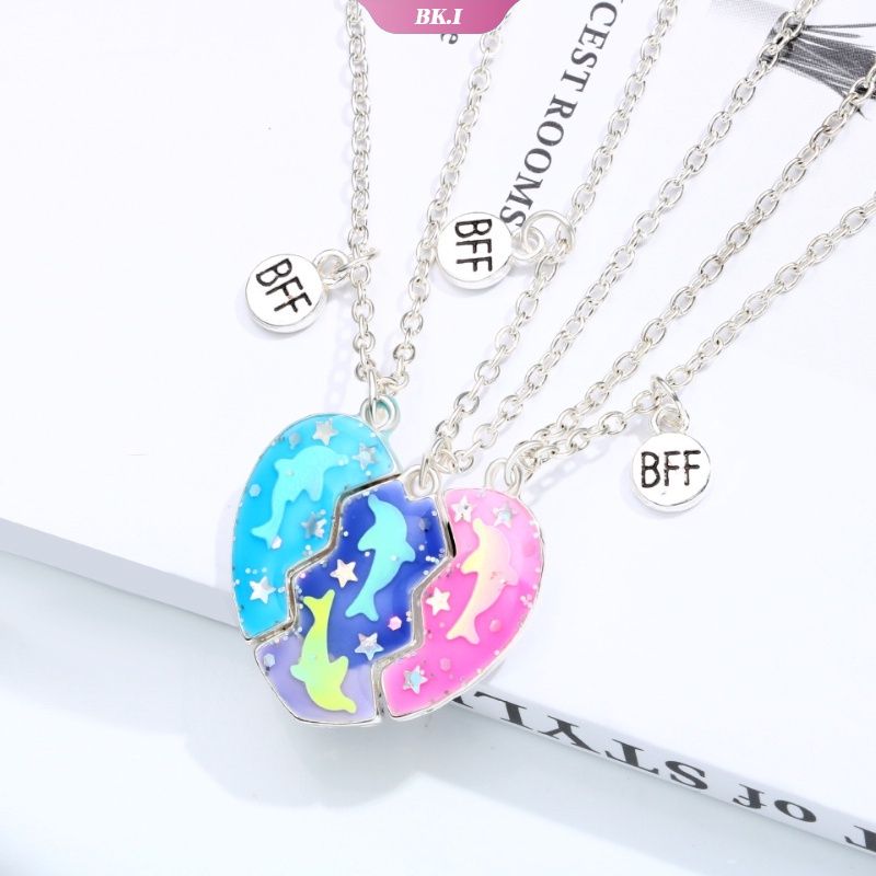 3Pc Cute colorful dolphin Shape Pendant Chain Best Friends Hip Hop