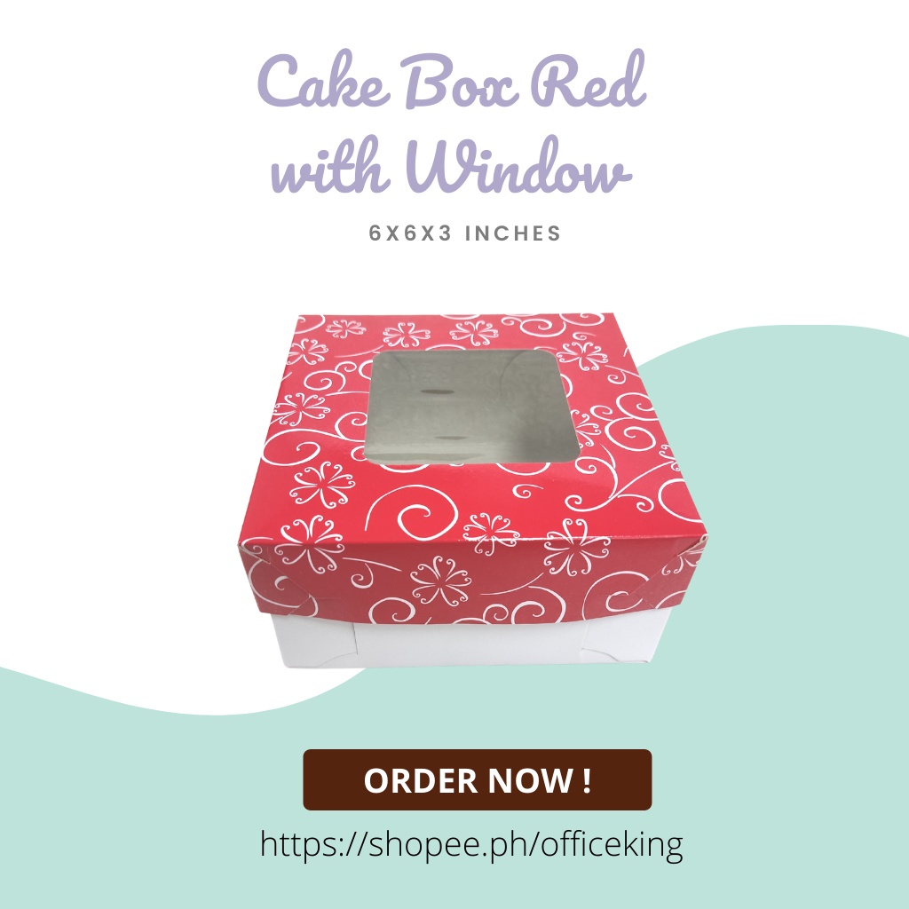 Cake Box Red with window 6x6x3 inches | Shopee Philippines