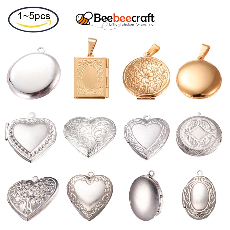 1-5pc 316 Stainless Steel Locket Pendants Photo Frame Charms for ...