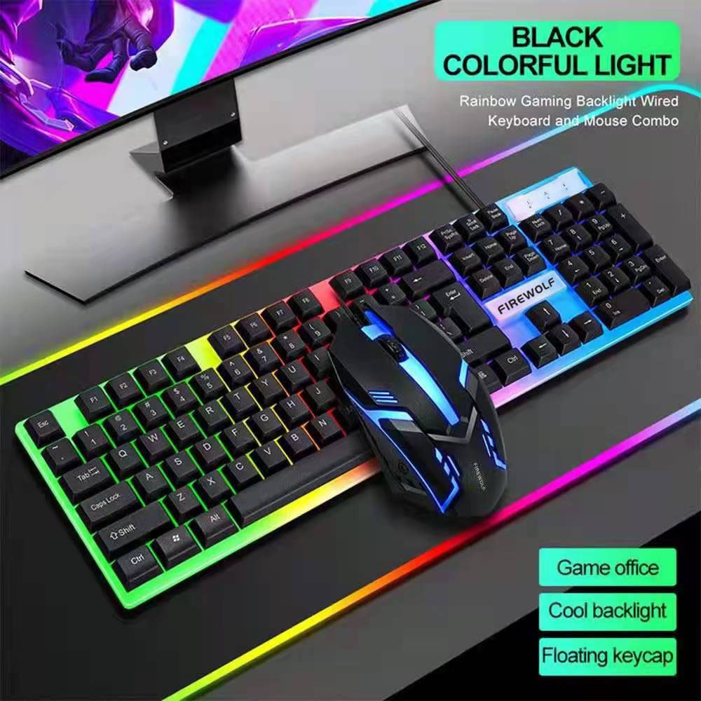 FIREWOLF FWK-230 Rainbow LED Gaming Keyboard And Mouse Combo Bundle ...